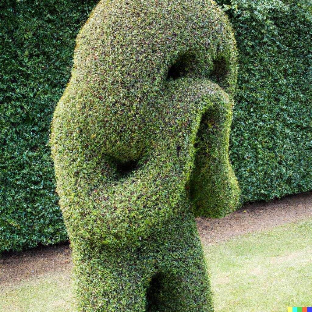 topiary in the shape of a representation of anxiety